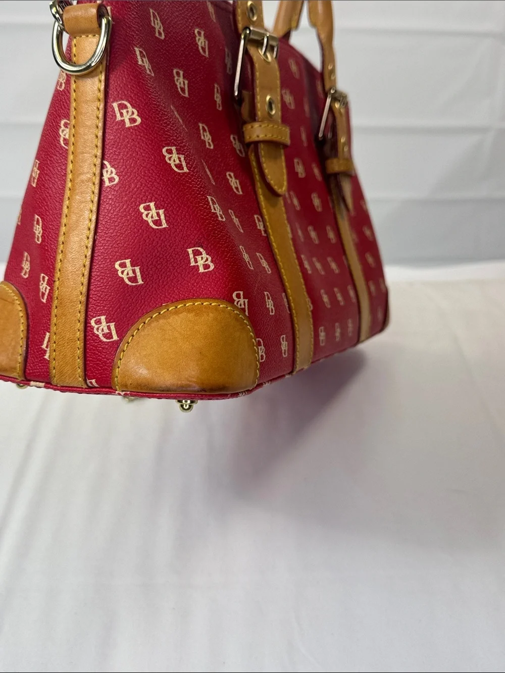 Dooney & Bourke Red Monogram Domed Satchel‎ Bag